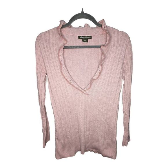 Eddie Bauer Ruffle Knitted Top Long Sleeve Petite Women's Size Medium - Picture 1 of 5
